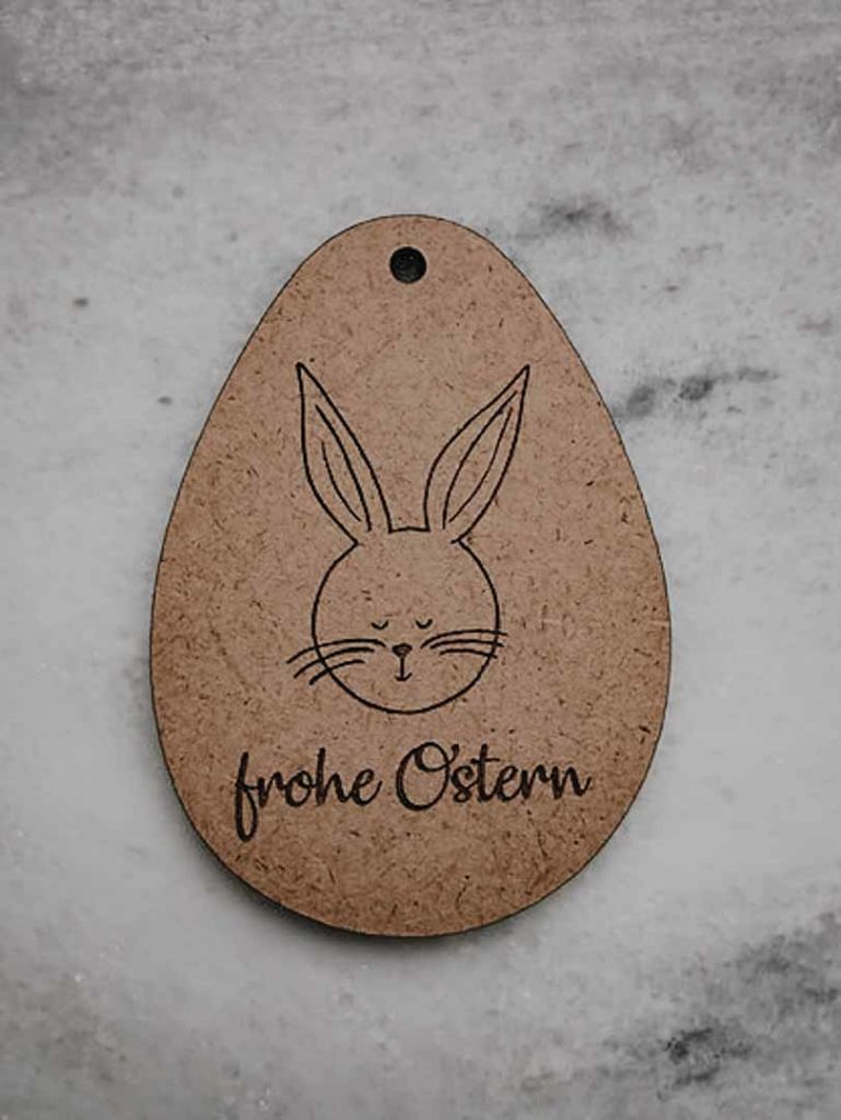 Osterei aus Holz "Frohe Ostern"